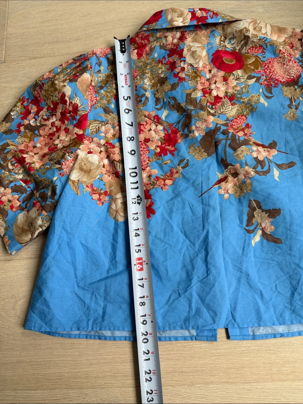 New Maeve women’s Blue Floral lantern Short-Sleeve Collared Top sz large cotton - Picture 10 of 10